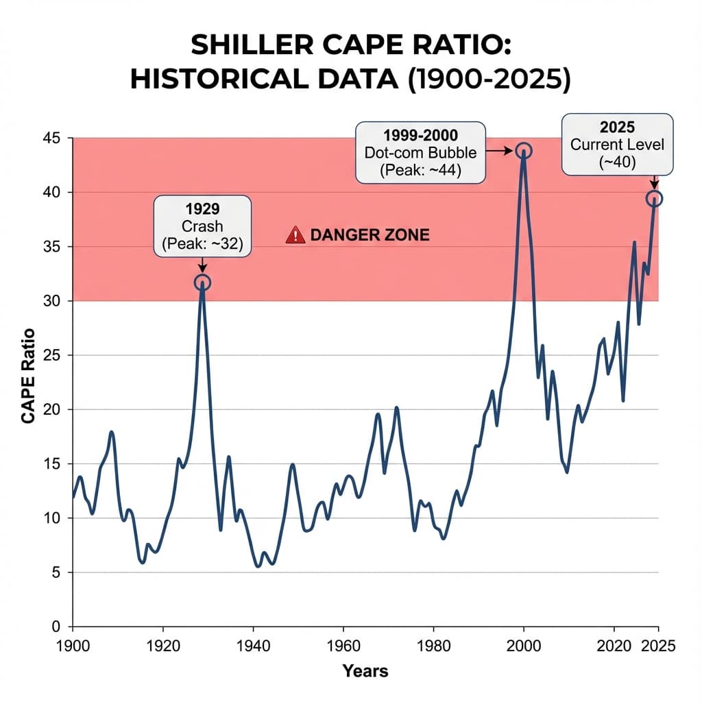 Shiller CAPE Ratio Historical Chart 1900-2025